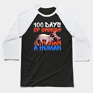100 days of owning a human - funny cat with sunglasses Baseball T-Shirt